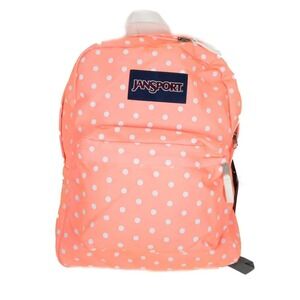 JanSport Big Student Peach Coral Light Orange Polka Dot Backpack